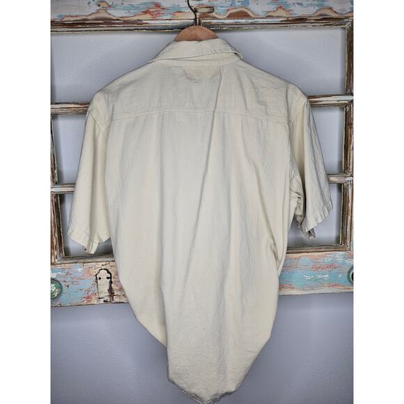 Tiger khaki Collared Button Up Top Ladies size Medium by Shipshe - Picture 2 of 12